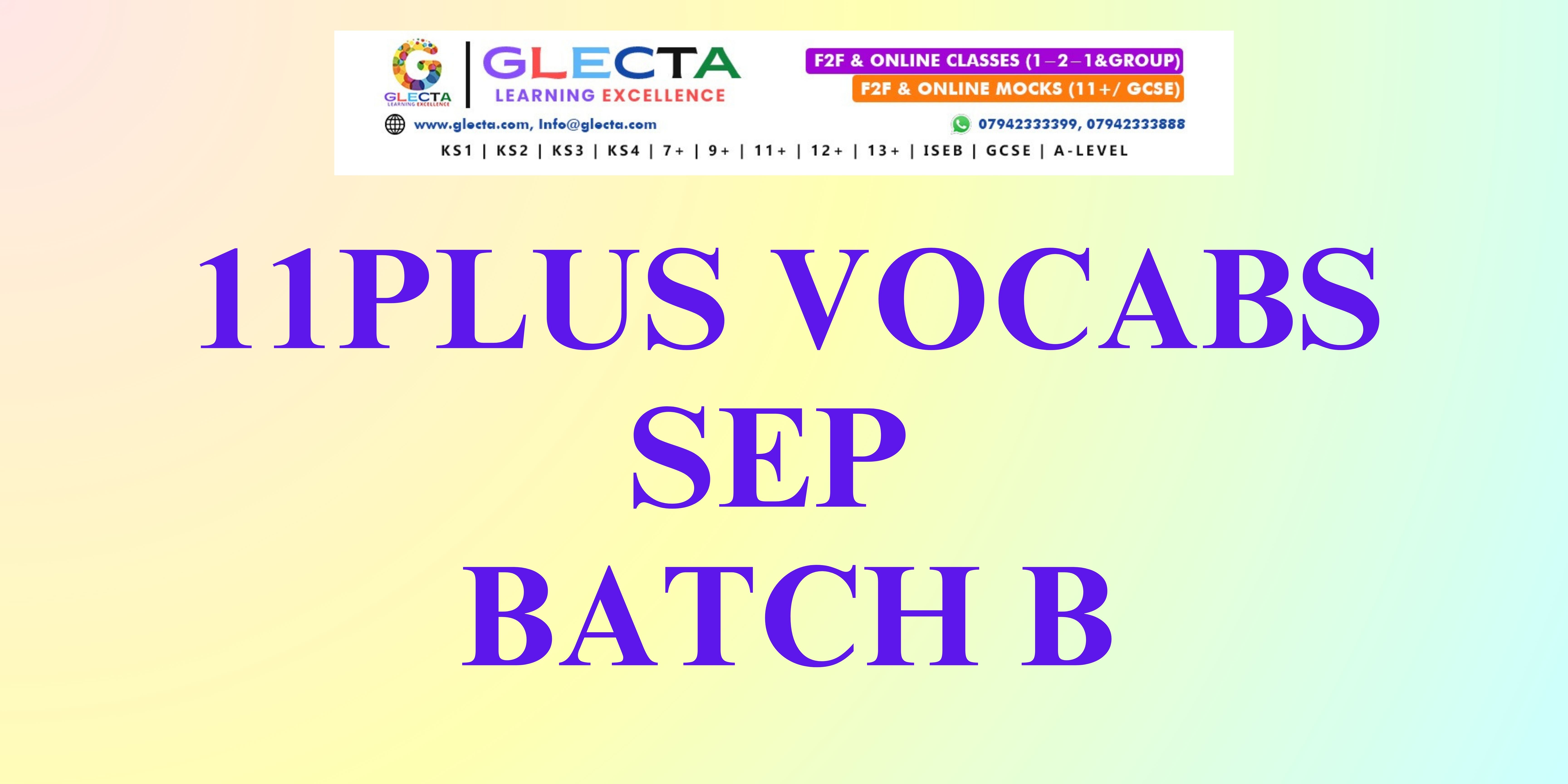 11+ Vocabulary Booster – September Batch B